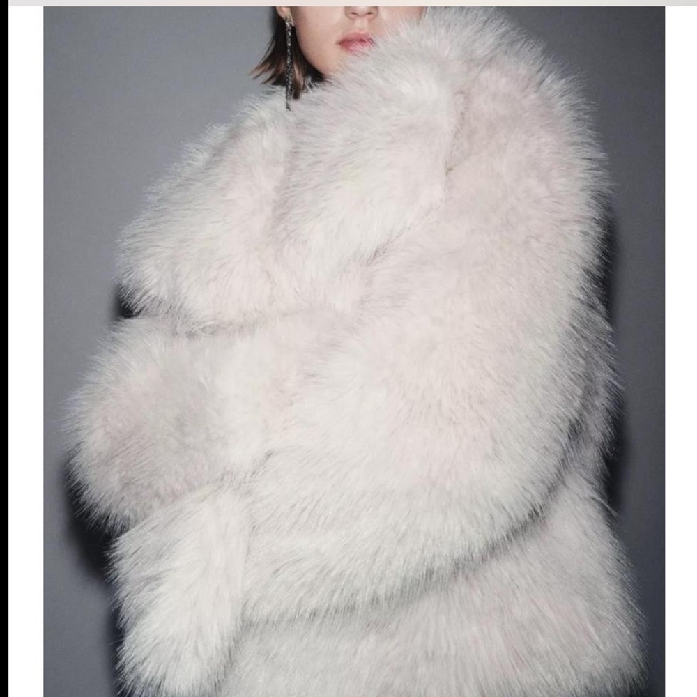 ZARA Cream Faux Fur Teddy Jacket - Picture 4 of 7